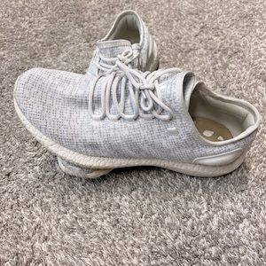 Men’s Adidas PureBoost Size 12 White/Grey Marled Tennis Shoes BA ART8893